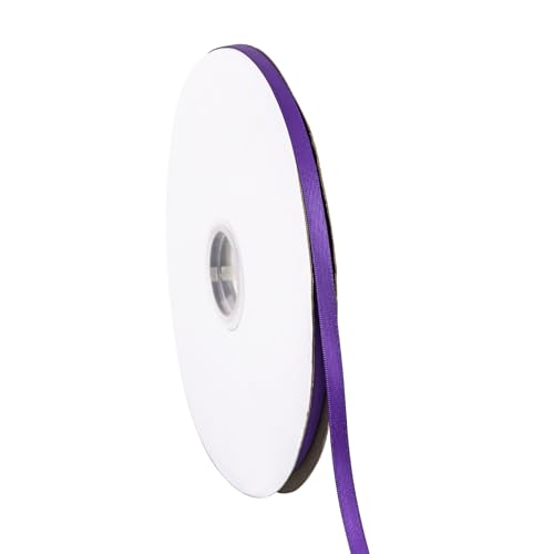 Doppelseitiges violettes Satinband, 0,6 cm x 91,4 m, dünnes Band, Bastelstoff, Polyesterbänder für Geschenkverpackungen, Hochzeit, Schleifen, Kranz, Urlaubsdekoration, DIY Nähen (lila) von Xjoviative