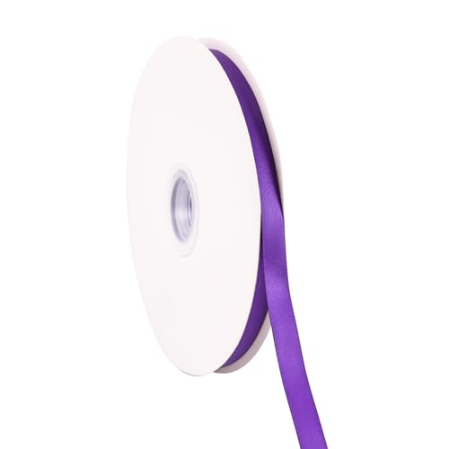 Doppelseitiges violettes Satinband, 1,27 cm x 91,4 m, Bastelstoffband, Polyesterbänder für Geschenkverpackungen, Hochzeit, Schleifen, Kranz, Urlaubsdekoration, DIY-Nähen (lila) von Xjoviative