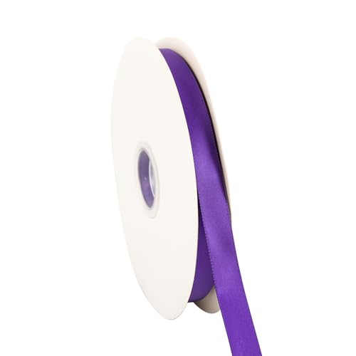 Doppelseitiges violettes Satinband, 1,6 cm x 91,4 m, Bastelstoffband, Polyesterbänder für Geschenkverpackungen, Hochzeit, Schleifen, Kranz, Urlaubsdekoration, DIY Nähen (lila) von Xjoviative