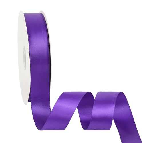 Doppelseitiges violettes Satinband, 2,5 cm x 45,7 m, Bastelstoff, Polyesterbänder für Geschenkverpackungen, Hochzeit, Schleifen, Kranz, Urlaubsdekoration, DIY Nähen von Xjoviative