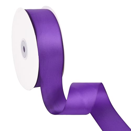 Doppelseitiges violettes Satinband, 3,8 cm x 45,7 m, breites Band, Bastelstoff, Polyesterbänder für Geschenkverpackungen, Hochzeit, Schleifen, Kranz, Urlaubsdekoration, DIY Nähen von Xjoviative