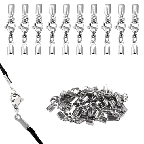 Xmart 30 stück Kettenverschluss Silber Armbandverschlüsse Edelstahl Verschluss für Armbänder Ketten Verschlüsse Verschlüsse für Armbänder für Lederband Kette Schmuck Halskette DIY Handarbeit von Xmart