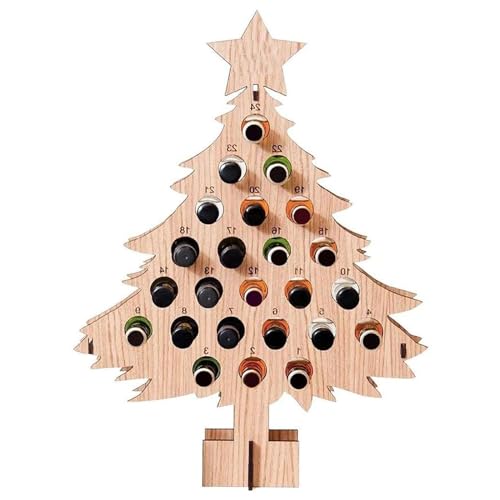 Xnferty Weihnachts-Flaschenhalter, Weihnachtsbaum-Adventskalender, Weinhalter, Weihnachten, aus Holz, Personalisierter Countdown-Adventskalender, Weinregal für Heimdekoration (3) von Xnferty