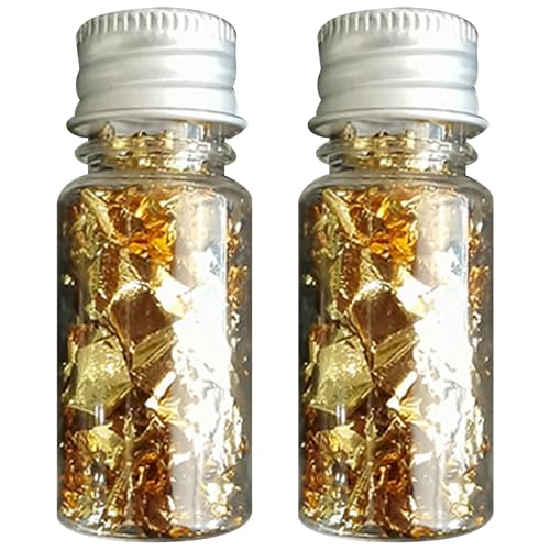 2 Flaschen Goldflocken für Nägel, metallische Goldflocken Glitzer Mehrzweck-Golden Foliepapier für Maskenmaniküre Dekoration Malkunst && 2 Flaschen Goldflocken für Nägel, metallische Goldflocken Glitzer Mehrzweck-Golden Foliepapier für Maskenmaniküre Dekoration Malkunst && von Xoeryoy