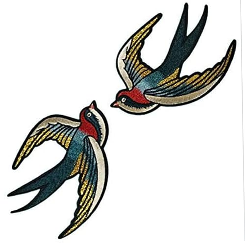 Stickte Flecken Retro Swallows Vögel Eisen auf Flecken DIY -Nähaufkleber für Kleidung 1Pair von Xoeryoy