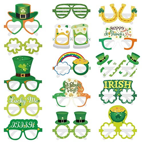 Xoeryoy St. Patricks Day Gläsern Grüne Shamrock Gläsern Foto Requisiten für irische Partyzubehör Geschenk 15pcs, (.) von Xoeryoy