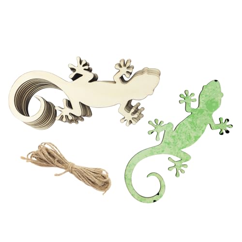 15 Stück 15 Stück 15 cm Holz Eidechse Gecko Ausschnitte Unlackiertes Holz Eidechse Gecko Handwerk Holz Eidechse Gecko Handwerk Geschenkanhänger für Home Party Dekoration von Xonzmmk