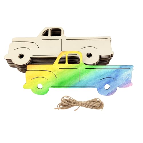 15 Stück 15 Stück 15 cm Holz Pickup Truck Ausschnitte Unlackiertes Holz Pickup Truck Handwerk Holz Pickup Truck Handwerk Geschenkanhänger für Home Party Dekoration von Xonzmmk