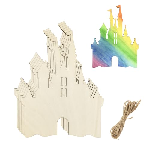 15 Stück 15 Stück 15 cm Holz Prinzessin Schloss Ausschnitte unlackiertes Holz Prinzessin Schloss Handwerk Holz Prinzessin Schloss hängende Ornamente DIY Prinzessin Schloss Handwerk Geschenkanhänger von Xonzmmk