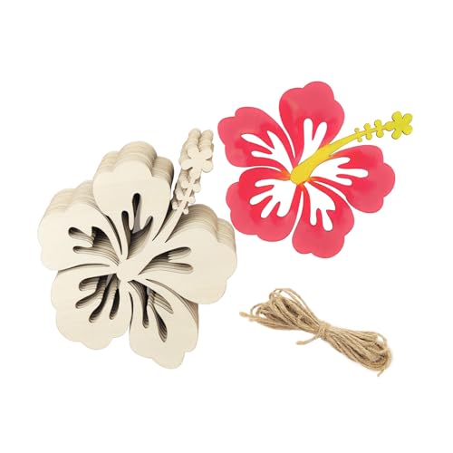 15 Stück 15 cm Holz Hibiskus Blumen Ausschnitte Unlackiertes Holz Hibiskus Blume Handwerk Holz Hibiskus Blume Hängende Ornamente DIY Hibiskus Blume Handwerk Geschenkanhänger für Home Party Dekoration von Xonzmmk