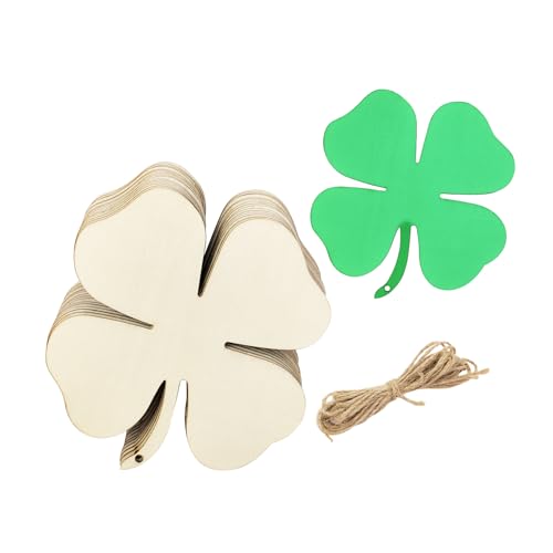 15 Stück 15 cm große Holz-Kleeblatt-Ausschnitte, unlackierte Kleeblatt-Ausschnitte, Holz, 4-blättriges Kleeblatt, hängende Ornamente, Kleeblatt, St. Patrick's Day, Ornamente für Zuhause, von Xonzmmk