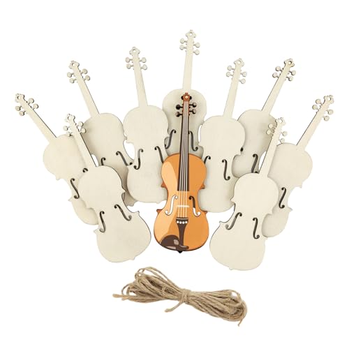 30 Stück 10,2 cm Holz Musik Violine Ausschnitte Unlackiertes Holz Musik Violine Handwerk Holz Musik Violine Hängende Ornamente DIY Musik Violine Handwerk Geschenkanhänger für Home Party Dekoration von Xonzmmk