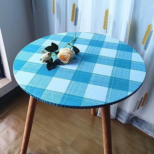 Staubdichte Tischdecke, rund, schmutzabweisend, wasserdicht, Öltischabdeckung für Esszimmer, elastische Kanten, Tischschutz (120 x 120 cm, E) von Xpnit