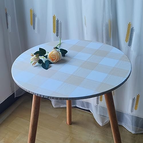 Staubdichte Tischdecke, rund, schmutzabweisend, wasserdicht, Öltischdecke für Esszimmer, elastische Kanten, Tischschutz (110 x 110 cm, G) von Xpnit