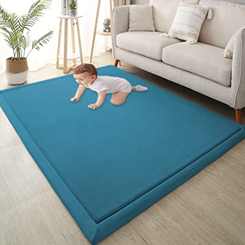 Xpnit Große Baby-Krabbelmatte, Korallen-Samt-Teppich, rutschfest, dick, Baby-Spielmatte für Säuglinge, Kleinkinder, Kinderzimmer, Arbeitszimmer, Teppich (100 x 200 x 2 cm, blau) von Xpnit