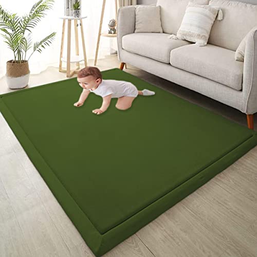 Xpnit Große Baby-Krabbelmatte, Korallen-Samt-Teppich, rutschfest, dick, Baby-Spielmatte für Säuglinge, Kleinkinder, Kinderzimmer, Arbeitszimmer, Teppich (90 x 200 x 2 cm, dunkelgrün) von Xpnit