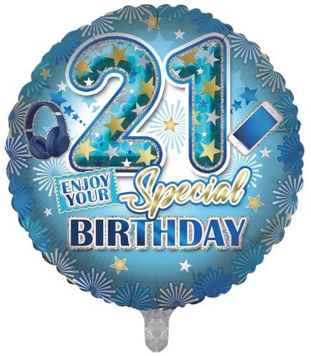 "Express Yourself" Celebration your 21 special birthday - Blue theme and multi star design for her. von Xpress Yourself