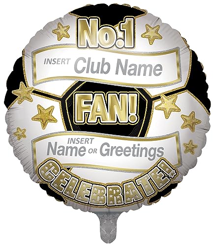 "Express Yourself" "No. 1 Fan Celebrate Balloons" – mit schwarz-weißem Thema mit goldenem Stern, personalisierbar mit Ihrem speziellen Namen oder Ihrer Beziehung. von Xpress Yourself