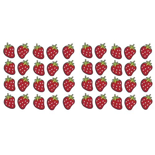 Xptieeck Mini-Erdbeer-Aufnäher zum Aufnähen oder Aufbügeln für Kleidung, Hüte, Jacken, T-Shirts, Jeans, Rucksäcke, 40 Stück von Xptieeck