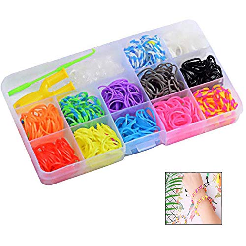 Xrten 600 Stück Loom Bänder Set, Bunt Loom Bands Starter Box, DIY Gummibänder Strickwerkzeug Kinder Kinderspielzeug von Xrten