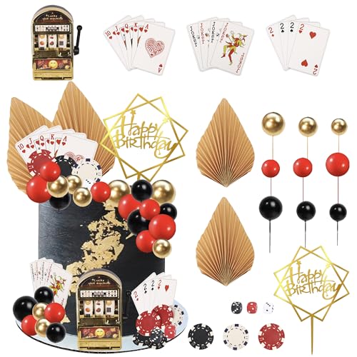 31 Stück Casino-Kuchenaufsatz, Casino-Kuchendekorationen mit Mini-Schlitz, Spielzeugmaschine, Poker-Cupcake-Topper, Casino, Happy Birthday, Kuchendekoration, Pokerchips, Würfel für Las Vegas Szene 31 Stück Casino-Kuchenaufsatz, Casino-Kuchendekorationen mit Mini-Schlitz, Spielzeugmaschine, Poker-Cupcake-Topper, Casino, Happy Birthday, Kuchendekoration, Pokerchips, Würfel für Las Vegas Szene von Xsstarmi