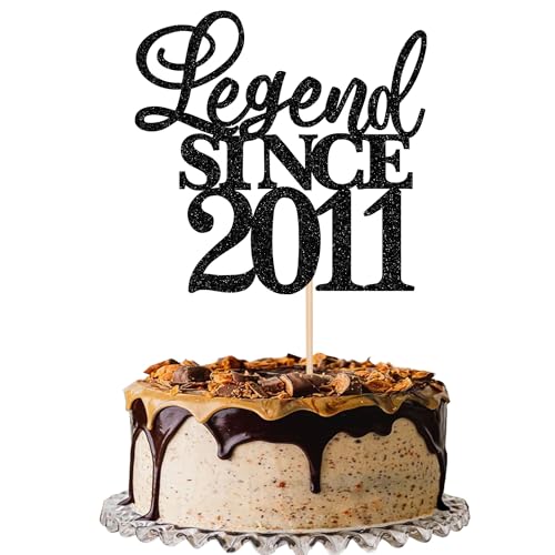 Xsstarmi 1 Pack Legend Since 2011 Cake Topper Glitter Happy 14th Birthday Cake Topper Cheers to 14 Years Cake Decoration for Happy 14th Birthday Wedding Anniversary Party Cake Decorations Black von Xsstarmi