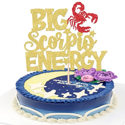 Xsstarmi 1 Packung Big Energy Skorpion Cake Topper Glitter Gold 12 Sternbilder Skorpion Kuchen Pick Dekoration für Oktober November Geburtstag Horoskop Astrologie Geburtstag Party Kuchen Dekorationen von Xsstarmi