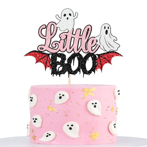 Xsstarmi 1 Packung Halloween Little Boo Cake Topper Happy Boo Day Ghost Cake Pick Spooky Bat Ghost Halloween Kuchen Dekoration für Little Boo Thema Babyparty Geburtstag Party Dekorationen Supplies von Xsstarmi