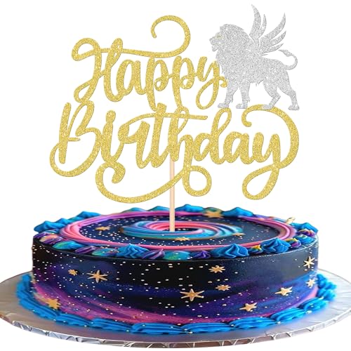 Xsstarmi 1 Packung Leo Cake Topper Glitter 12 Sternbild Löwe Kuchen Pick Juli August Geburtstag Kuchen Dekorationen für Horoskop Astrologie Geburtstag Party Supplies Gold Silber von Xsstarmi