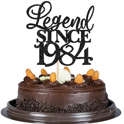 Xsstarmi 1 Packung Tortendeko 40. Geburtstag Tortenaufsatz Glitzer Legend Since 1985 Kuchen Topper für Fabelhaft 40 Geburtstag Hochzeitstag Zubehör für Party Kuchen Dekorationen Schwarz von Xsstarmi