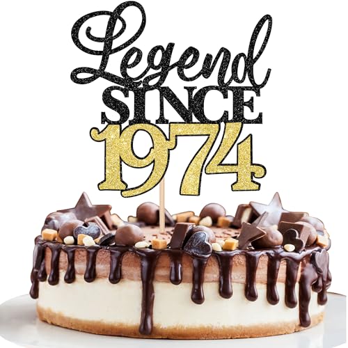 Xsstarmi 1 Packung Tortendeko 50. Geburtstag Tortenaufsatz Glitzer Fabelhaft 50 Kuchen Pick Legend Since 1975 Kuchen dekorationen für 50. Geburtstag Hochzeitstag Party Zubehör Schwarz Gold von Xsstarmi