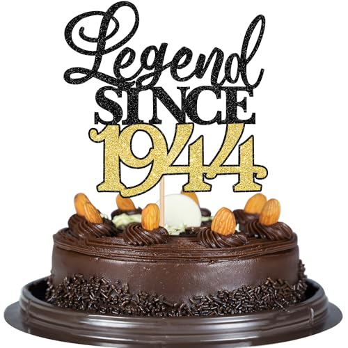 Xsstarmi 1 Packung Tortendeko 80. Geburtstag Tortenaufsatz Glitzer Fabelhaft 80 Kuchen Pick Legend Since 1944 Kuchen dekorationen für 80. Geburtstag Hochzeitstag Party Zubehör Schwarz Gold von Xsstarmi