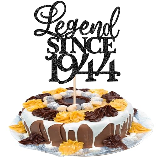 Xsstarmi 1 Packung Tortendeko 80. Geburtstag Tortenaufsatz Glitzer Legend Since 1944 Kuchen Topper für Fabelhaft 80 Geburtstag Hochzeitstag Zubehör für Party Kuchen Dekorationen Schwarz von Xsstarmi