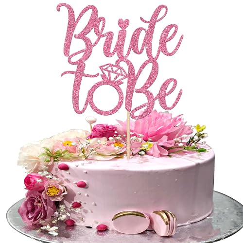 Xsstarmi 1 Packung Tortendeko Hochzeit Tortenaufsatz Glitzer Bride to Be Kuchen Topper für Zukünftige Braut Hochzeit Jubiläum Zubehör für Party Kuchen Dekorationen Rosa von Xsstarmi