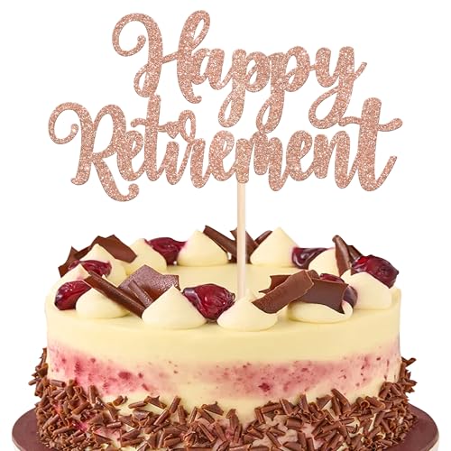 Xsstarmi 1 Packung Tortendeko Ruhestand Tortenaufsatz Glitzer Happy Retirement Kuchen Pick Gedenken an den Ruhestand Kuchen dekorationen für Feiern des Ruhestands Party Zubehör von Xsstarmi