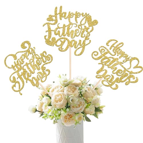 Xsstarmi 12 Stück Happy Father's Day Tafelaufsätze für Tische Happy Father's Day Party Dekorationen Love Daddy Best Father Birthday Tischaufsätze Dekorationen für Happy Fathers Day Party Decor Gold von Xsstarmi