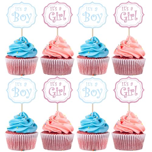 Xsstarmi 36 Packung Geschlecht Soffenbarung Cupcake Toppers It's a Boy Cupcake Picks it's a Girl Kuchendekorationen für Geschlecht Soffenbarung Kinder Geburtstag Party Zubehör von Xsstarmi