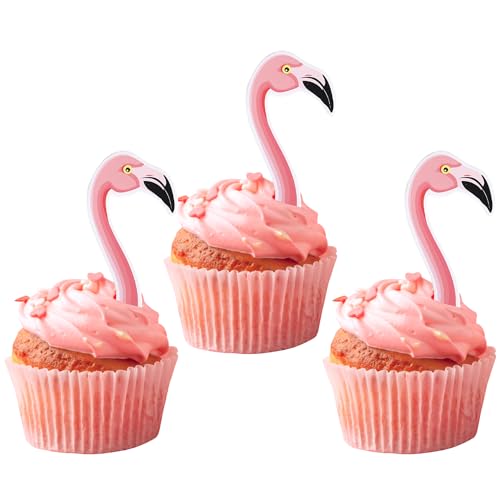 Xsstarmi 40 Stück Flamingo-Cupcake-Topper, Glitzer, tropischer Aloha-Sommer-Cupcake-Picks für Luau, Hawaii-Thema, Babyparty, Flamingo, Geburtstagsparty, Kuchendekorationen von Xsstarmi