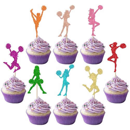 Xsstarmi Cheerleader-Cupcake-Aufsätze, Glitzer, Cheer Team, Cupcake-Picks, Gymnastik, Cupcake-Dekorationen für Turner, Mädchen, Geburtstag, Hochzeit, Party, Kuchendekorationen, mehrfarbig, 36 Stück Xsstarmi Cheerleader-Cupcake-Aufsätze, Glitzer, Cheer Team, Cupcake-Picks, Gymnastik, Cupcake-Dekorationen für Turner, Mädchen, Geburtstag, Hochzeit, Party, Kuchendekorationen, mehrfarbig, 36 Stück von Xsstarmi