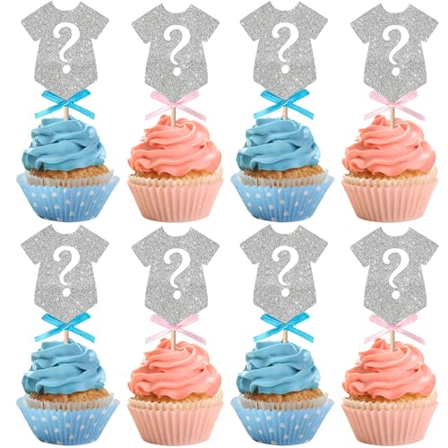 Xsstarmi Cupcake-Topper für Babypartys, Party-Dekorationen, rosa oder blaue Fliege, Cupcake-Picks für Jungen oder Mädchen, Babyparty, Kuchendekorationen, 24 Stück von Xsstarmi