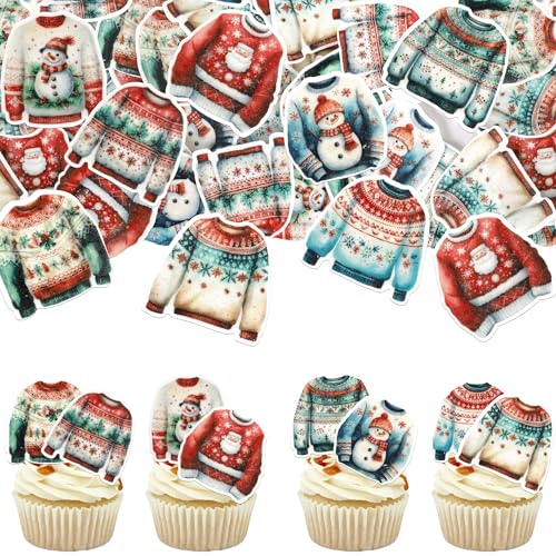 Xsstarmi Essbare Cupcake-Aufsätze aus Reispapier, Motiv: Frohe Weihnachten, für Neujahr, Weihnachten, Urlaub, Party, Kuchendekoration, 56 Stück von Xsstarmi