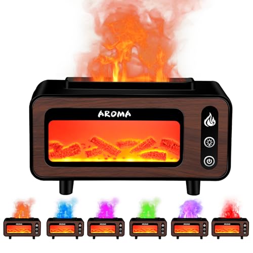 Flamme Aroma Diffusor Luftbefeuchter 6 Farben Licht Duftöl Diffusor für Ätherische Öle, 200ml Humidifier Duftöl Diffuser mit Flammeneffekt für Zuhause Schlafzimmer Yoga, Wasserlose Abschaltautomatik von XstarG