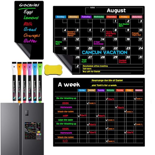Magnetischer Kalender-Set, abwischbar, magnetisch, für Kühlschrank, mit Markern und Radiergummi, Aufkleberkalender (monatlich, wöchentlich und täglich) von Xtauaguh