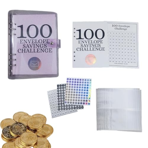 Xtauaguh 100-Umschlag-Challenge,100-Umschlag-Spar-Challenge-Ordner | Umschlag-Challenge-Ordner | Herausforderungsordner mit 100 Umschlägen, Spar-Herausforderungsordner, Budgetordner mit Geldumschlägen von Xtauaguh