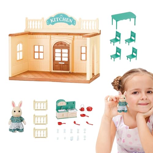 Xtauaguh Puppenhaus-Bausätze zum Bauen,Puppenhaus-Bausatz aus Holz - Raummodell für Feinmotorikspielzeug | Holzbausatz mit Möbeln, Spielzeug für Kleinkinder, Miniatur-Puppenhaus-Set, Rollenspiel für von Xtauaguh