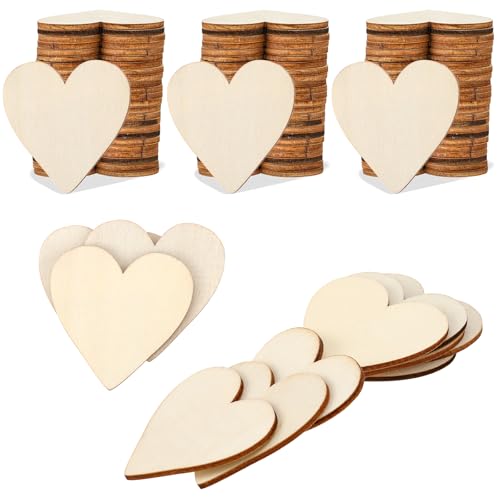 100 Stück Holzherzen zum Basteln, 5cm Klein Holzscheiben Ideen mit Herz Holzherzen zum Dekorieren, Hochzeit Deko Holzherzen Deko für Hochzeit Gästebuch Beschriften Party Tischdeko von Xthrotsenk