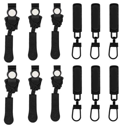 12-teiliges Reißverschluss-Reparatur-Set, schwarz, Universal-Ersatzreißverschluss, Nylon-Spule, Fix, Reißverschlussschieber für Mäntel, Jacken, Rucksack, Geldbörse, Gepäck von Xthrotsenk