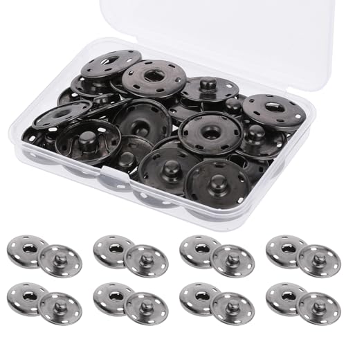 20 Sets Druckknöpfe aus schwarzem Messingmetall 25 mm Druckknopf Metall Druckknöpfe Zum Annähen für Handtasche, Kleidung, Geldbeutel, Hüte Nähreparatur und Handwerk DIY von Xthrotsenk