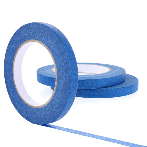 Xthrotsenk 3 Rollen Malerkrepp Blau Kreppband Malerband Blaues Maler Klebebänder Für Malerarbeiten 12mm x 50mm Malerklebeband kreppklebeband Krepppapier Abdeckband für Handwerk Malerei DIY von Xthrotsenk