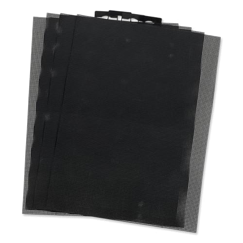 4 Stück Schwarze Kunststoffgitter 14 CT Kunststoffgewebe Leinwand 28 x 21 cm Plastic Mesh Canvas zum Sticken Häkeln Basteln von Xthrotsenk